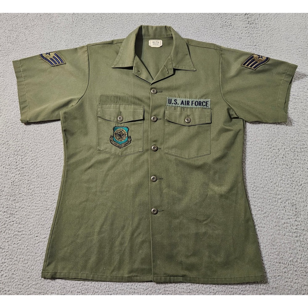 USAF Military Shirt Mens Large‎ 16.5x34 OG 507 Utility 8405-00-615-0237 VTG 70s